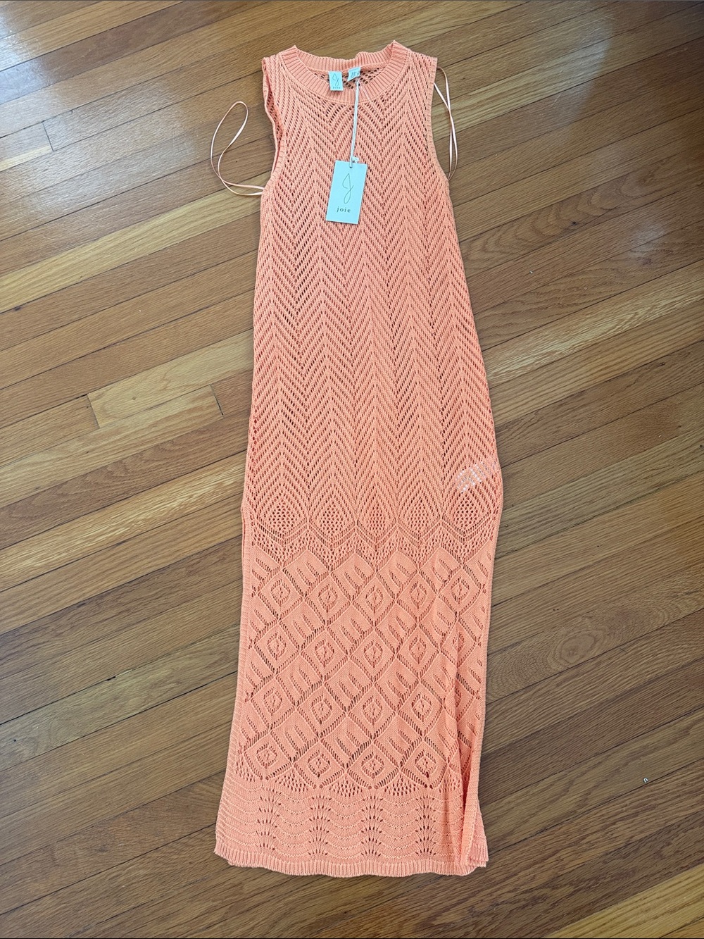 Joie Coral Sleeveless Open-Knit Maxi Coverup